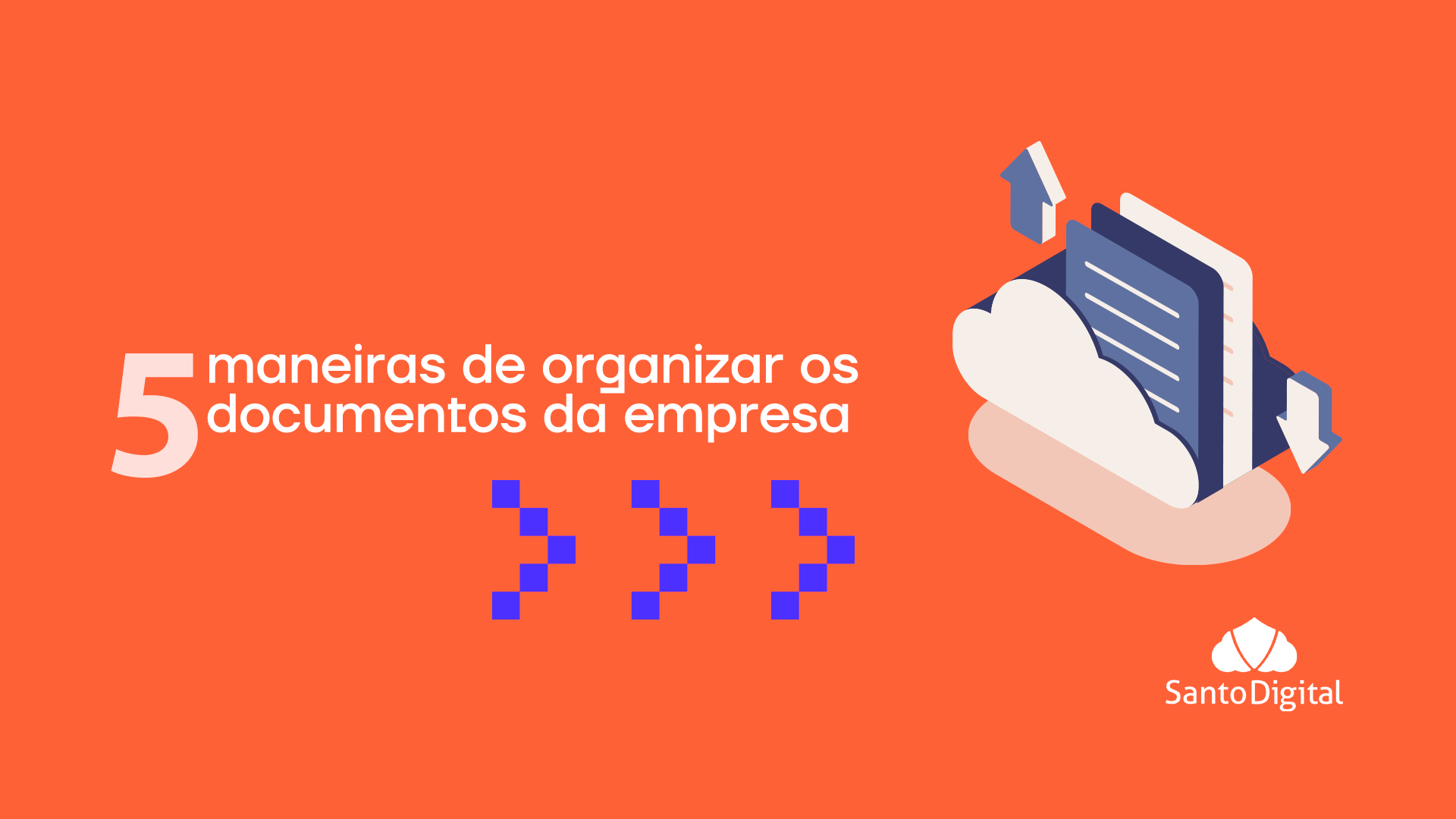 Ilustração de documento dentro de uma nuvem, aludindo ao processo de organizar documentos da empresa.