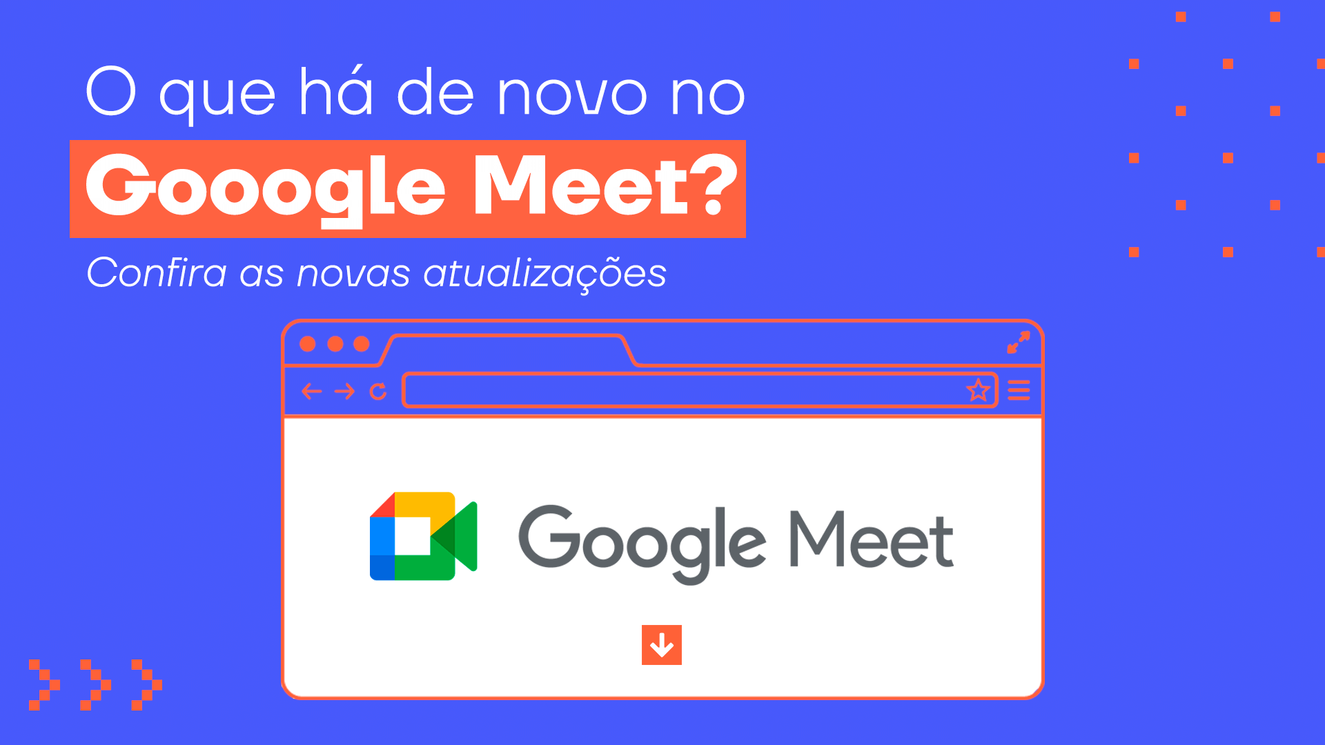 Ilustração de página com a logo do Google Meet.