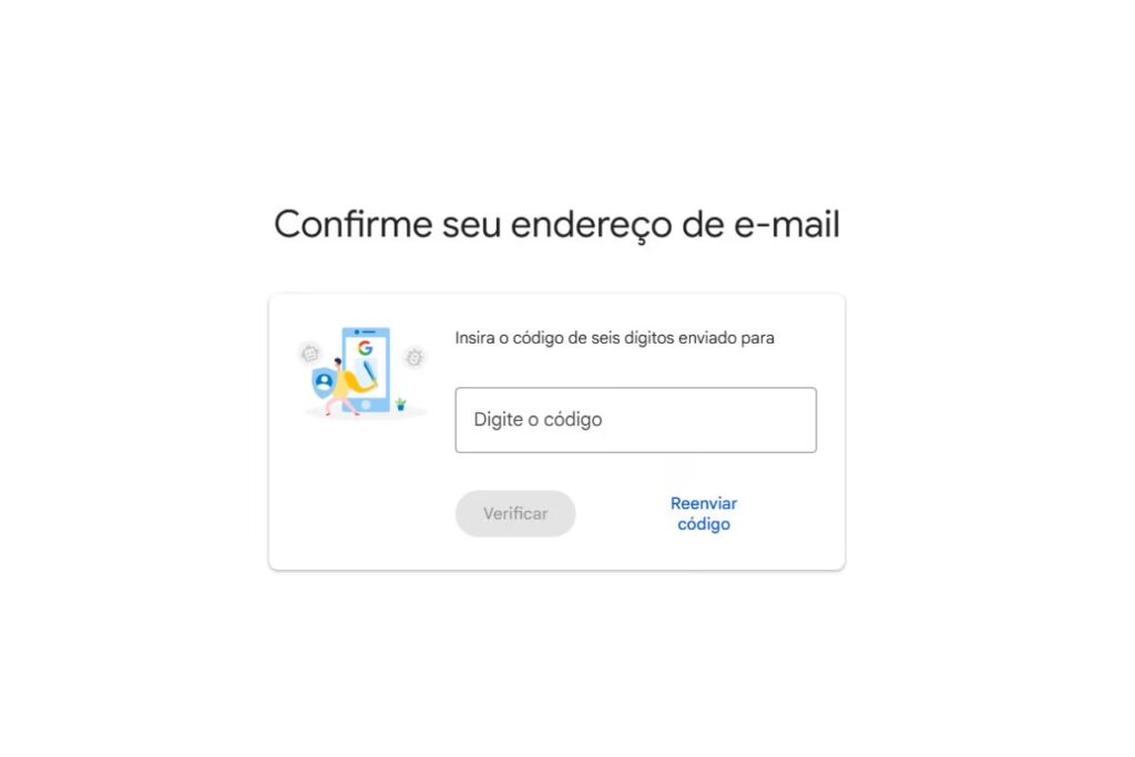Página em que o usuário precisará confirmar o e-mail cadastrado para usar o Google Workspace gratuito