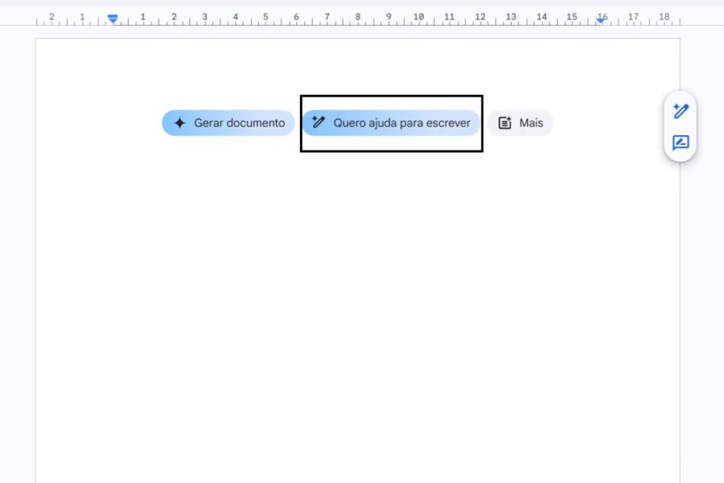 Função "Quero ajudar para escrever" para uso do Gemini no Google Docs.