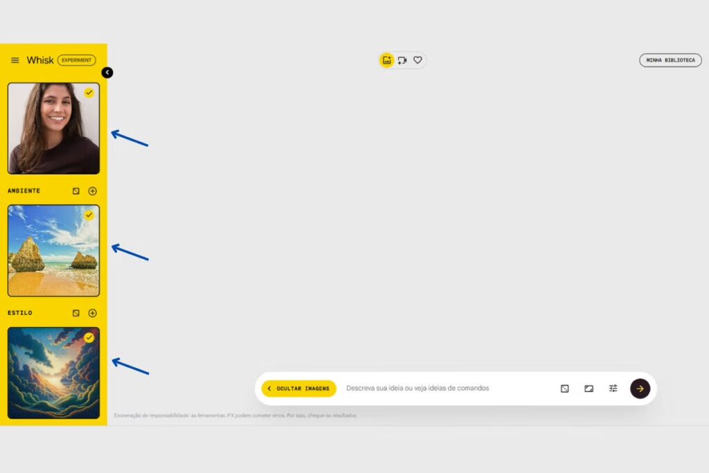 Saiba onde adicionar as imagens de referência no Whisk do Google
