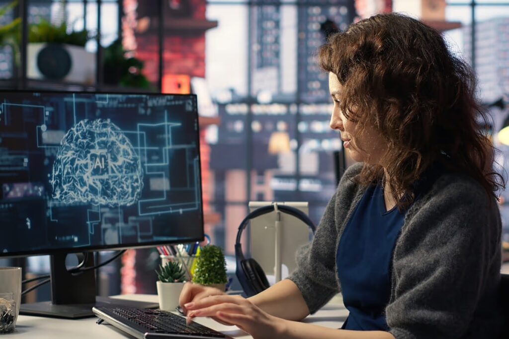 Profissional usando a inteligência artificial como aliada do seu trabalho